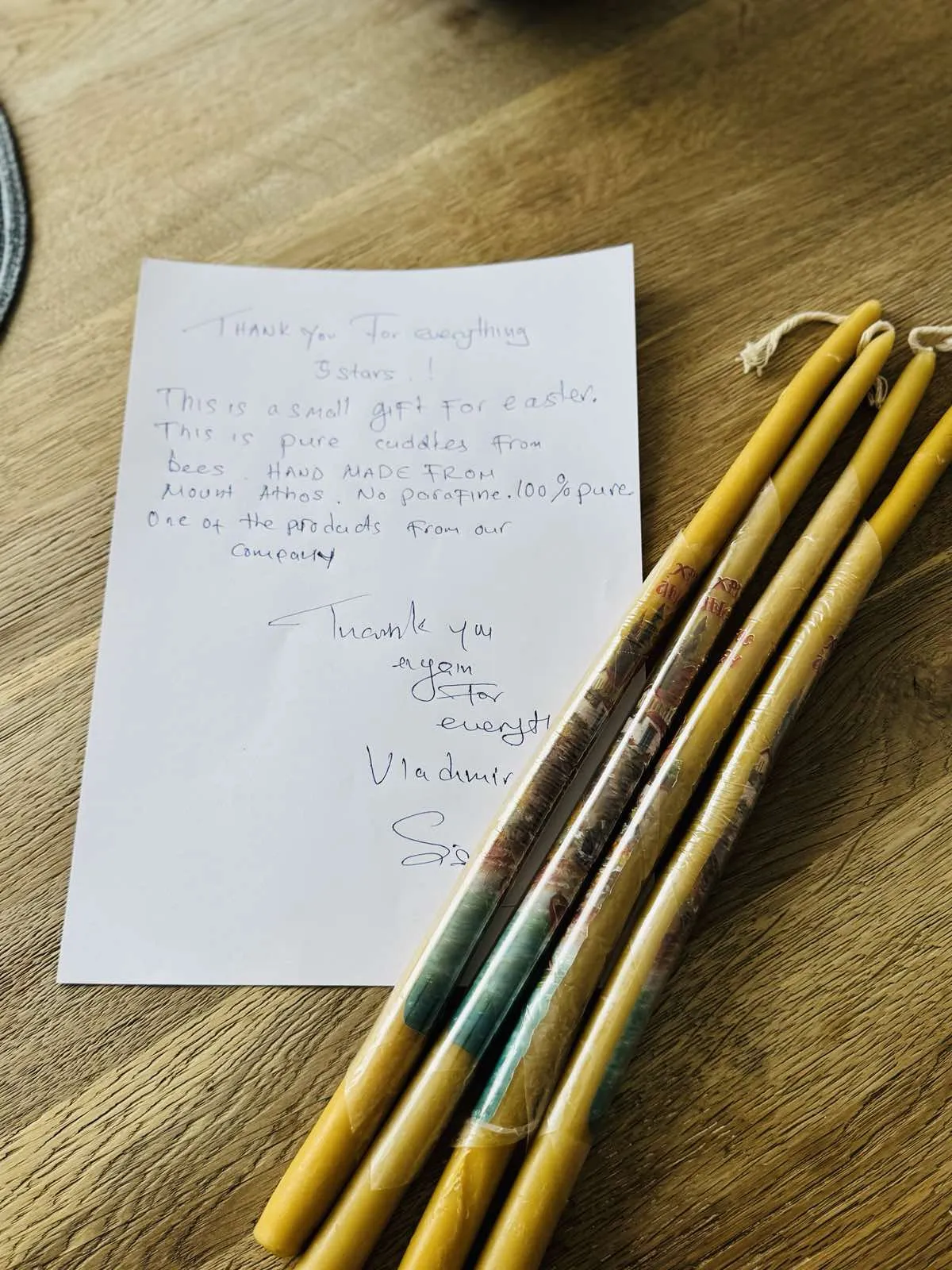 A lovely expression of gratitude from our guest Vladimir